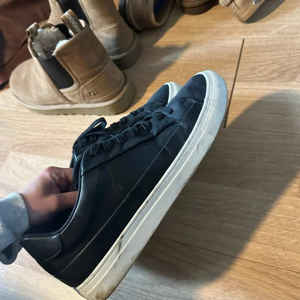 Mix No. 6 Black Leather Low-Top Sneakers with White Outsole